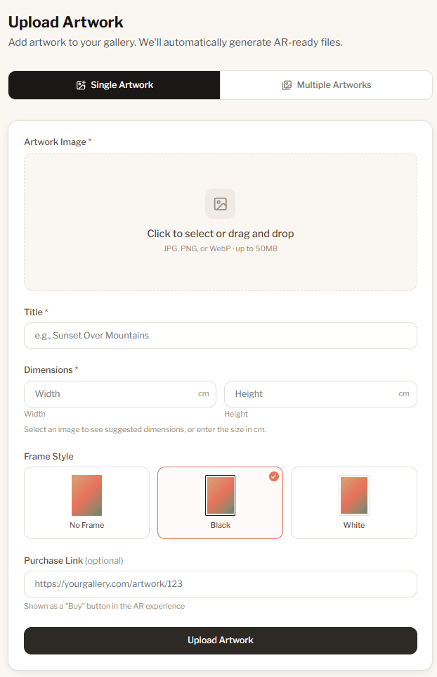 Upload form screenshot